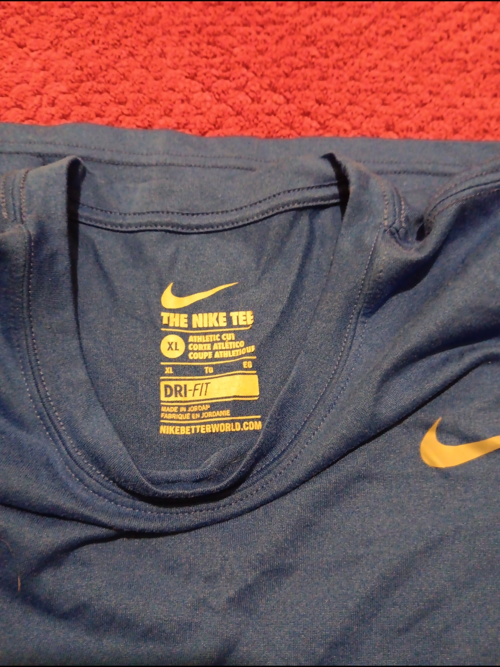 Nike Dri-FIT Blue Tee with Yellow Swoosh